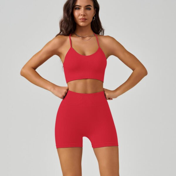 Women's Strappy Yoga Bra & Shorts Set