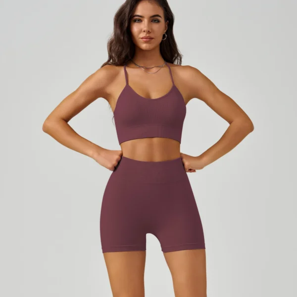 Women's Strappy Yoga Bra & Shorts Set