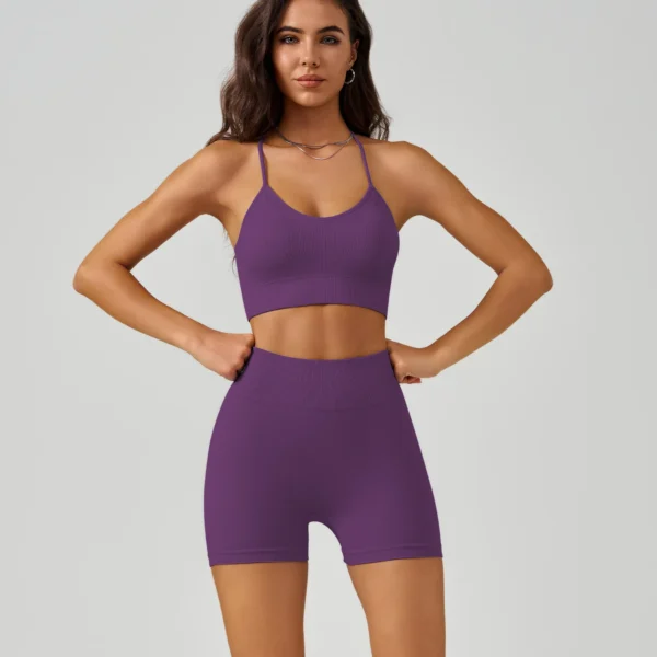 Women's Strappy Yoga Bra & Shorts Set