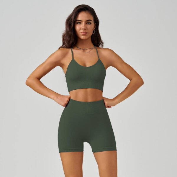 Women's Strappy Yoga Bra & Shorts Set